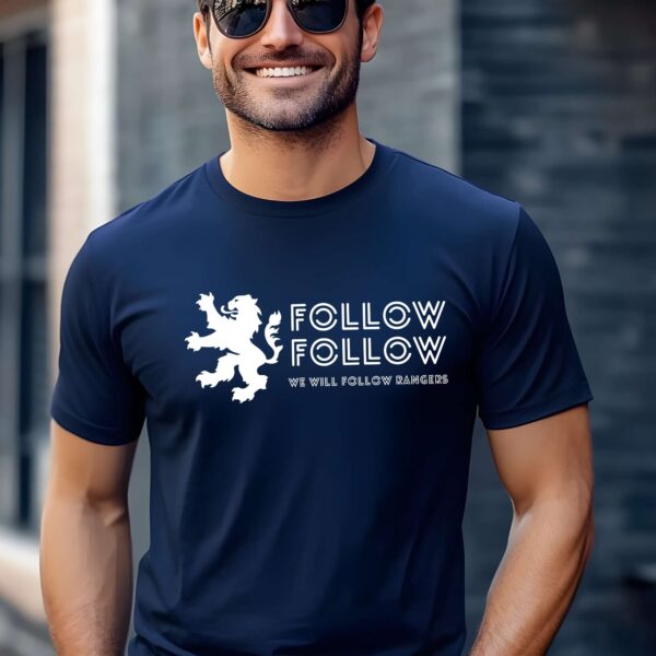 “Follow Follow” – Navy Blue T-Shirt - Image 3