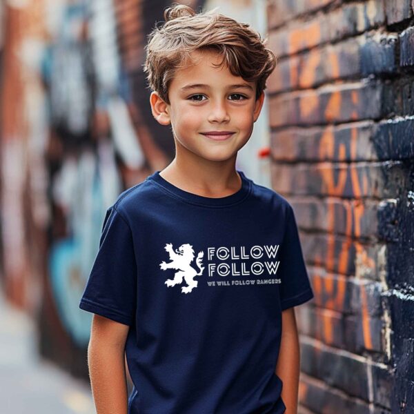 “Follow Follow” – Navy Blue T-Shirt - Image 4