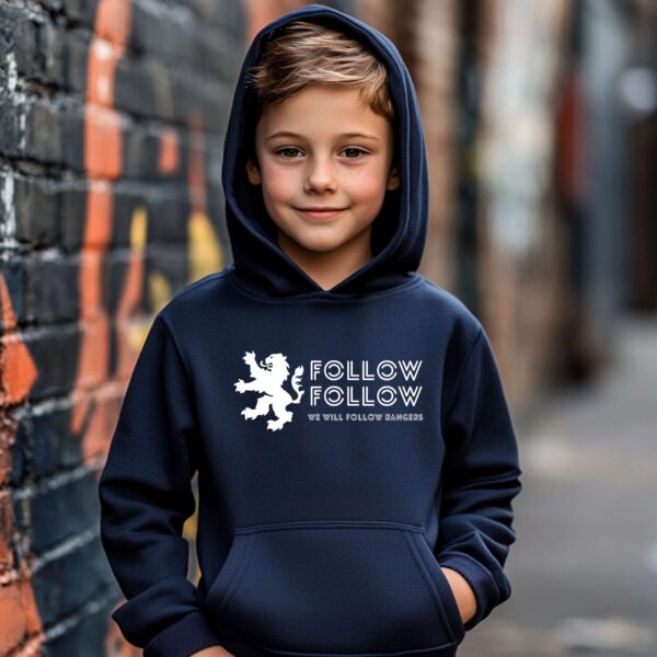 “Follow Follow” – Navy Blue Hoodie - Image 3