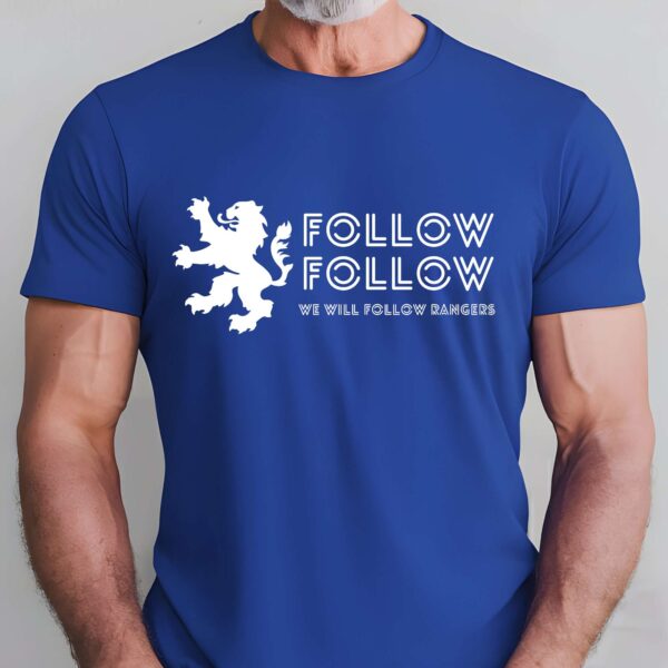 “Follow Follow” – Royal Blue T-Shirt - Image 2