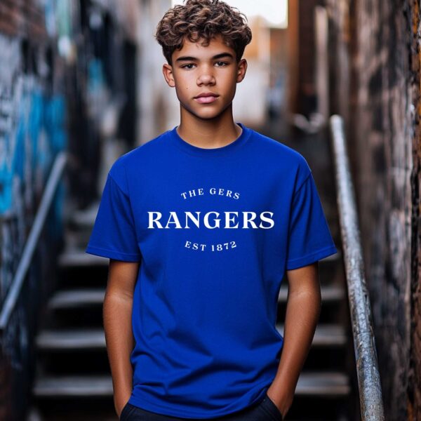 “The Gers, Rangers, Est 1872” – Royal Blue T-Shirt - Image 4