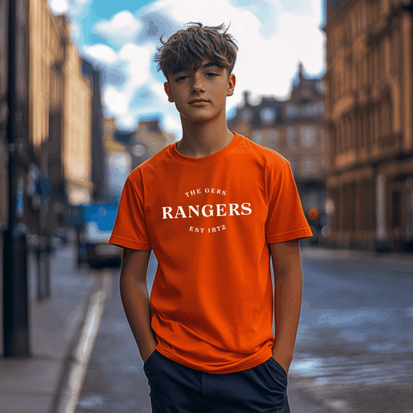 “The Gers, Rangers, Est 1872” – Orange T-Shirt - Image 3